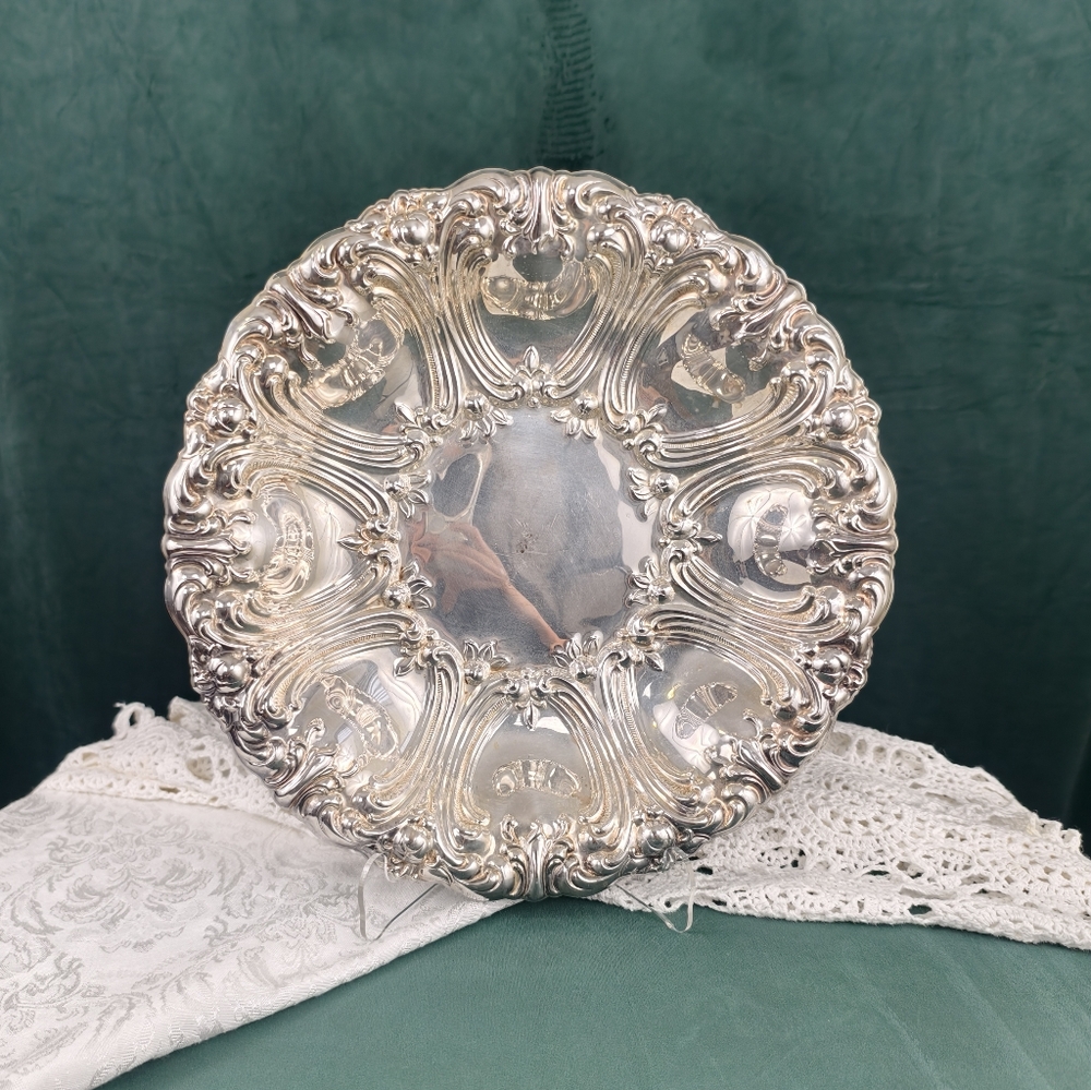 Vintage Silver Decorative Large Plate Bowl